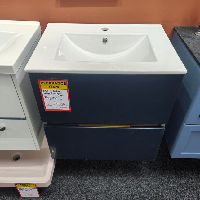 2 Drawer Modular Metro Vanity Unit & Basin 600mm - Indigo Blue Clearance Vanity Unit Waterworks Bathrooms 
