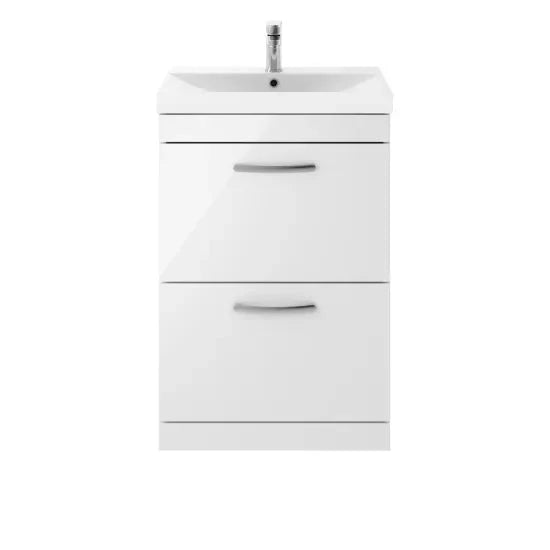 600 FS 2-Drawer Vanity & Basin 3 Gloss White Clearance Vanity Unit Waterworks Bathrooms 