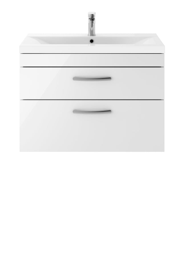 800 WH 2-Drawer Vanity & Basin 1 Gloss White Clearance Vanity Unit Waterworks Bathrooms 