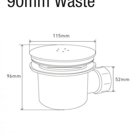 90mm High-Flow Waste ABS Waterworks Shower Trays Waterworks Bathrooms 