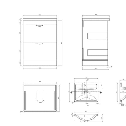 Atlas 600 FS Unit and Ceramic Basin White Waterworks Vanity Units Waterworks Bathrooms 