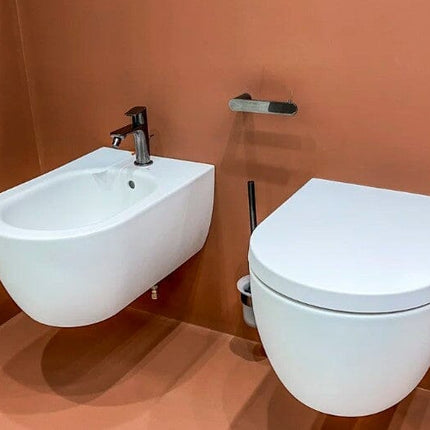 Blend Curve wall mounted wc bowl with horizontal outlet, silk white Clearance Toilet Waterworks Bathrooms 