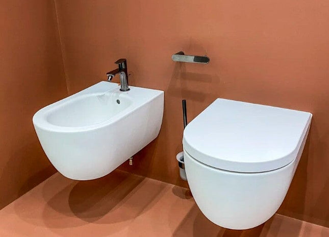 Blend Curve wall mounted wc bowl with horizontal outlet, silk white Clearance Toilet Waterworks Bathrooms 