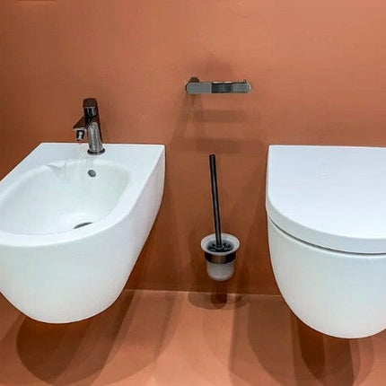 Blend Curve wall mounted wc bowl with horizontal outlet, silk white Clearance Toilet Waterworks Bathrooms 