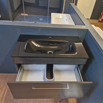 Cassellie Idon 800 Wall Hung Vanity Unit With Black Glass Basin Clearance Vanity Unit Bathrooms at Unit 5 