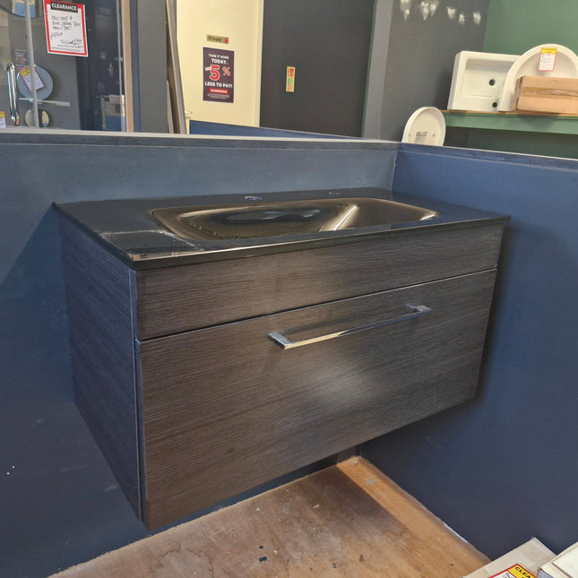 Cassellie Idon 800 Wall Hung Vanity Unit With Black Glass Basin Clearance Vanity Unit Bathrooms at Unit 5 