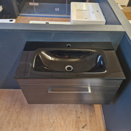 Cassellie Idon 800 Wall Hung Vanity Unit With Black Glass Basin Clearance Vanity Unit Bathrooms at Unit 5 