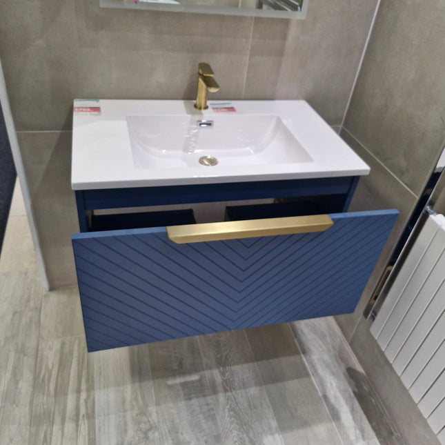 Chevron 800 Vanity Unit Including Basin and Brushed Brass Shelf Clearance Vanity Unit Bathrooms at Unit 5 
