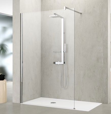 Chrome Aroma 8 Series Wetroom glass with Arm 2000mm A:680-7 Shower Enclosure Waterworks Bathrooms 