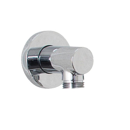 Chrome round wall outlet elbow Waterworks Showers Waterworks Bathrooms 