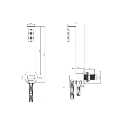 Chrome round wall outlet elbow with bracket, hose & handset Waterworks Showers Waterworks Bathrooms 
