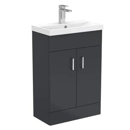 Compact 560mm Satin Black Vanity Unit and Ceramic Basin Waterworks Vanity Units Waterworks Bathrooms 