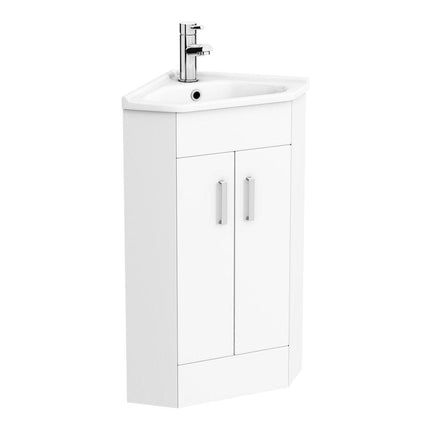 Compact Corner 400mm Unit and basin - Gloss White Waterworks Vanity Units Waterworks Bathrooms 