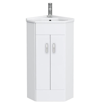 Compact Corner 400mm Unit and basin - Gloss White Waterworks Vanity Units Waterworks Bathrooms 