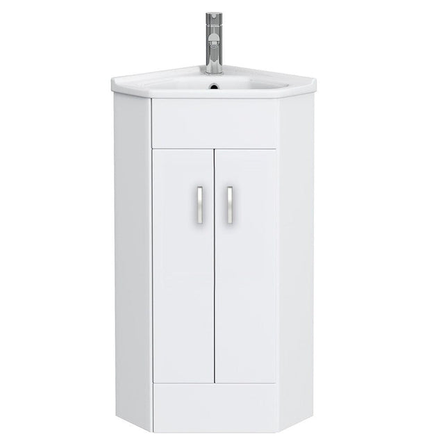 Compact Corner 400mm Unit and basin - Gloss White Waterworks Vanity Units Waterworks Bathrooms 