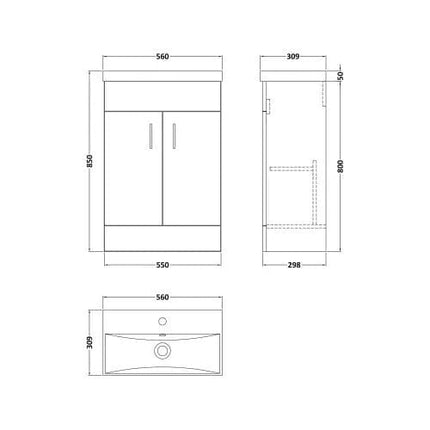 Eden Slim Satin White 560 Vanity Unit and Ceramic Basin Waterworks Vanity Units Waterworks Bathrooms 