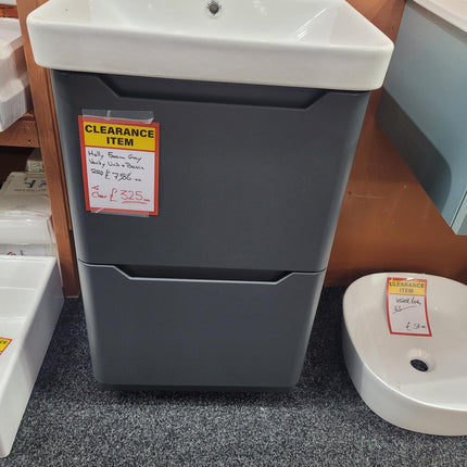 Ella 500mm Floorstanding Unit - Anthracite & Basin Clearance Vanity Unit Waterworks Bathrooms 