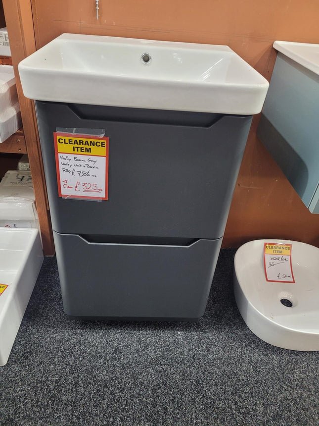 Ella 500mm Floorstanding Unit - Anthracite & Basin Clearance Vanity Unit Waterworks Bathrooms 