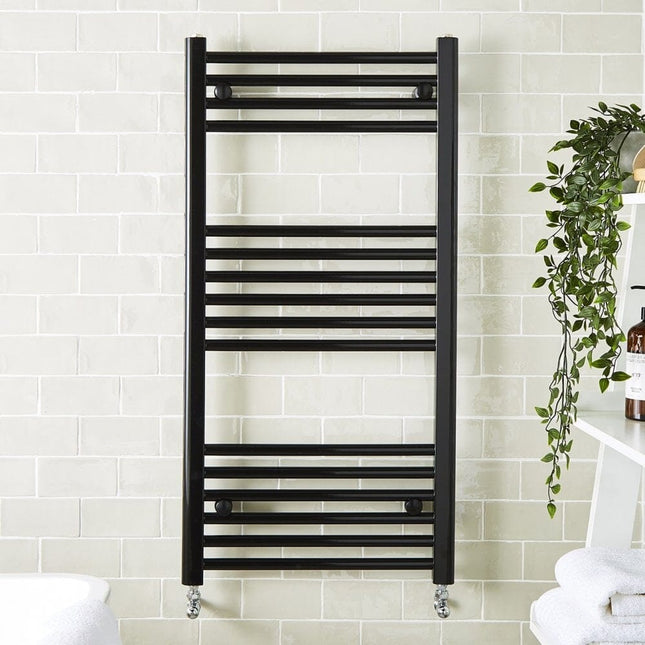 Empire 22mm Straight Towel Rail - 1200mm x 500mm - Black Waterworks Heating Waterworks Bathrooms 