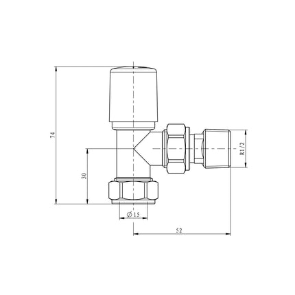 Empire Radiator Valve - Angled 15mm (Pair) Radiator Valve Waterworks Bathrooms 