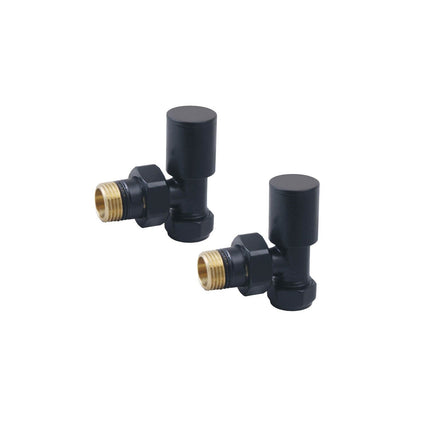 Empire Radiator Valve - Angled 15mm (Pair) Black Radiator Valve Waterworks Bathrooms 