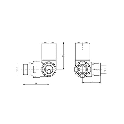 Empire Radiator Valve - Corner 15mm (Pair) Radiator Valve Waterworks Bathrooms 