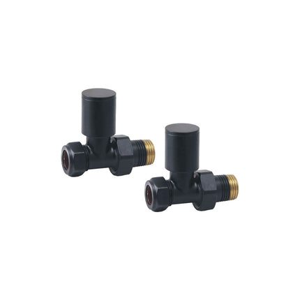 Empire Radiator Valve - Straight 15mm (Pair) Black Radiator Valve Waterworks Bathrooms 