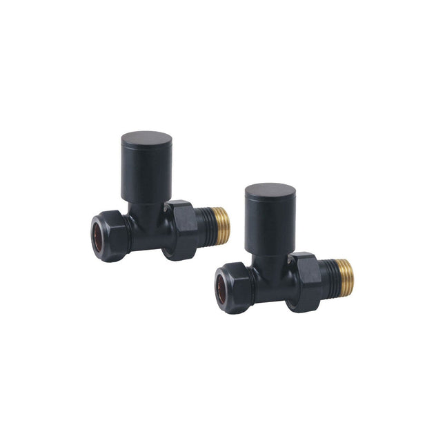 Empire Radiator Valve - Straight 15mm (Pair) Black Radiator Valve Waterworks Bathrooms 