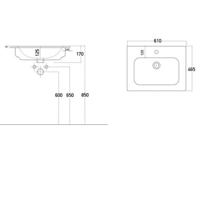 Envy 600mm Matt Grey Finish Double Drawer Vanity Unit Wall Mounted Waterworks Vanity Units Waterworks Bathrooms 