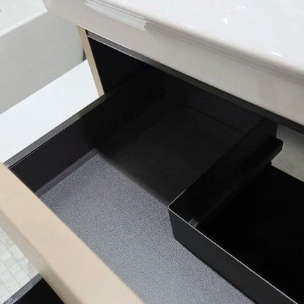 Finesse 60cm x 44cm wall mounted vanity unit with 2 drawers, matt greige Clearance Vanity Unit Waterworks Bathrooms 