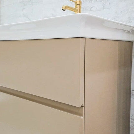 Finesse 60cm x 44cm wall mounted vanity unit with 2 drawers, matt greige Clearance Vanity Unit Waterworks Bathrooms 