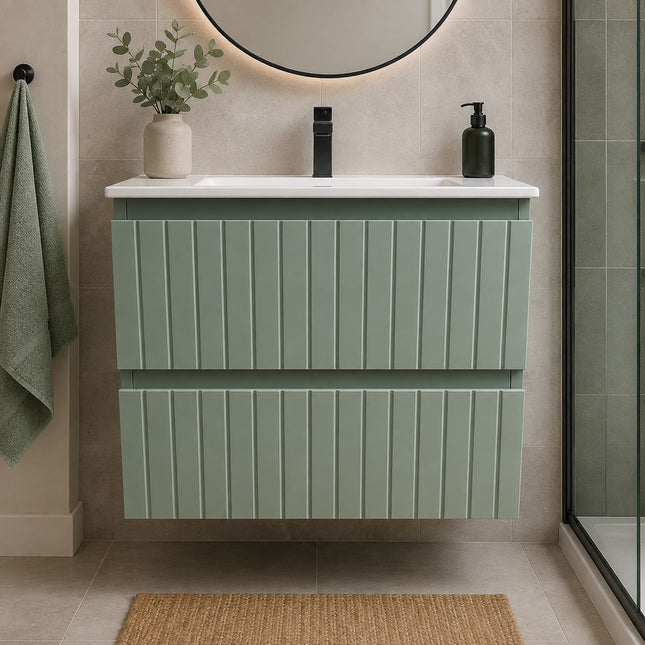 Flute 600 Double Drawer Vanity Unit & Basin Clearance Vanity Unit Waterworks Bathrooms 