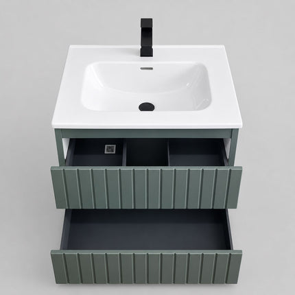 Flute 600 Double Drawer Vanity Unit & Basin Clearance Vanity Unit Waterworks Bathrooms 