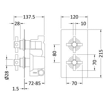 Hudson Reed Twin Thermostatic Shower Valve Concealed Shower Hudson Reed 