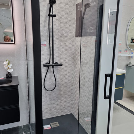 IDEAL STANDARD Connect 2 Enclosure - 800mm Pivot Door & Side Panel - Silk Black Clearance Shower Enclosure Waterworks Bathrooms 