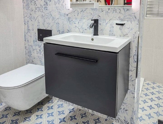 Ideal Standard Matt Carbon Grey Wall Hung Vanity Unit &amp; Free of Charge Basin Mono Mixer Clearance Vanity Unit Waterworks Bathrooms 