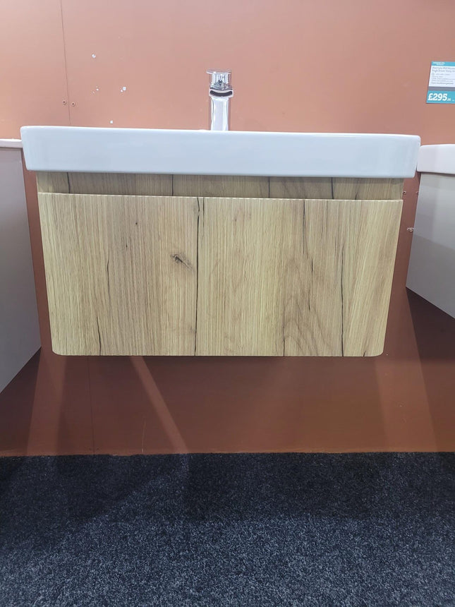 Kuba 605mm Wall Hung 1 Drawer Basin Unit & Basin - Textured Clearance Vanity Unit Waterworks Bathrooms 