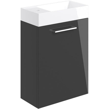 Lux Viglio 410mm Wall Hung 1 Door Basin Unit & Basin - Anthracite Waterworks Vanity Units Waterworks Bathrooms 