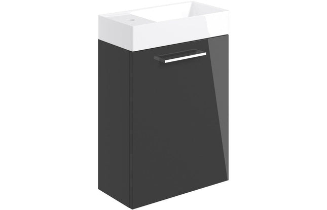 Lux Viglio 410mm Wall Hung 1 Door Basin Unit & Basin - Anthracite Waterworks Vanity Units Waterworks Bathrooms 