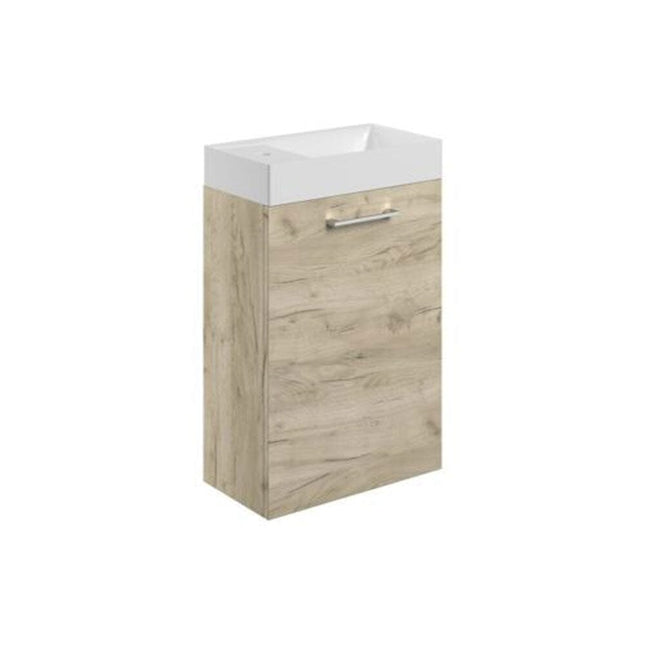 Lux Viglio 410mm Wall Hung 1 Door Basin Unit & Basin - Oak Effect Waterworks Vanity Units Waterworks Bathrooms 