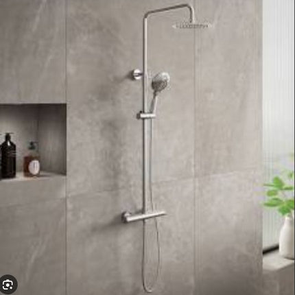 Menai Premium Round Thermostatic Overhead Shower Kit - Chrom Exposed Shower Waterworks Bathrooms 
