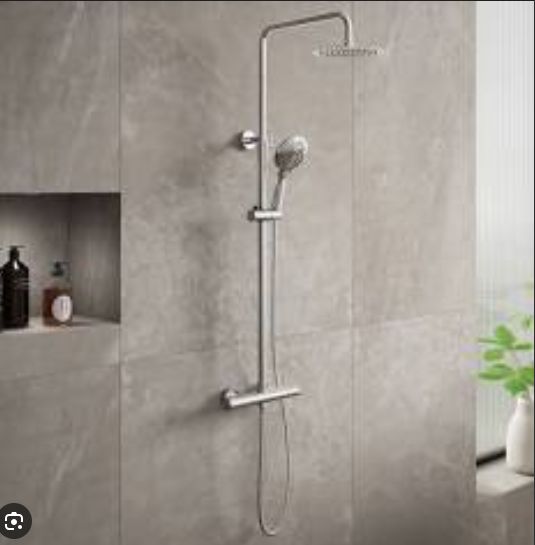 Menai Premium Round Thermostatic Overhead Shower Kit - Chrom Exposed Shower Waterworks Bathrooms 