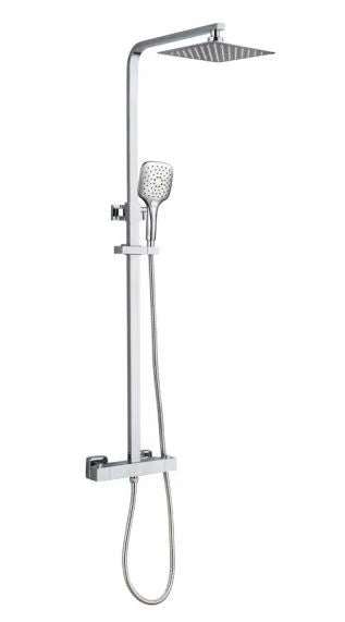 Menai Premium Square Thermostatic Overhead Shower Kit - Chro Exposed Shower Waterworks Bathrooms 