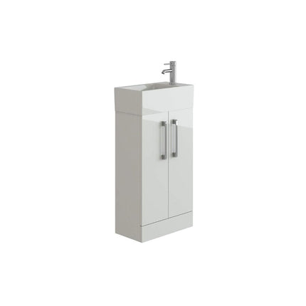 Metro Deep Cloakroom White Gloss Unit and Ceramic Basin Waterworks Vanity Units Waterworks Bathrooms 