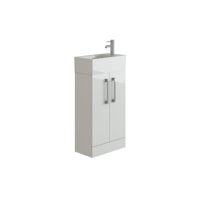 Metro Deep Cloakroom White Gloss Unit and Ceramic Basin Waterworks Vanity Units Waterworks Bathrooms 