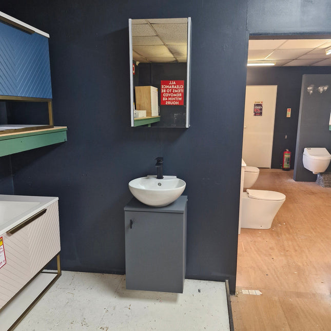 Miller City Highland Green 40cm Cloakroom Unit & Linear Led Mirror Clearance Vanity Unit Bathrooms at Unit 5 