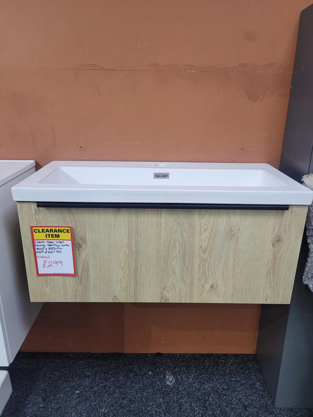 Muro PLUS Wall Hung 800 Basin Cab Davos Oak Clearance Vanity Unit Waterworks Bathrooms 