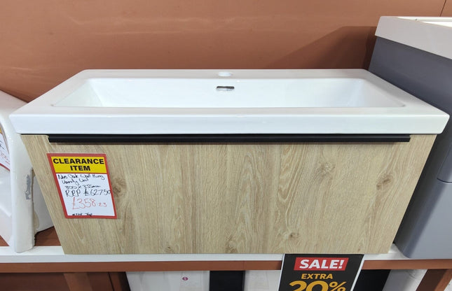 Muro PLUS Wall Hung 800 Basin Cab Davos Oak Clearance Vanity Unit Waterworks Bathrooms 