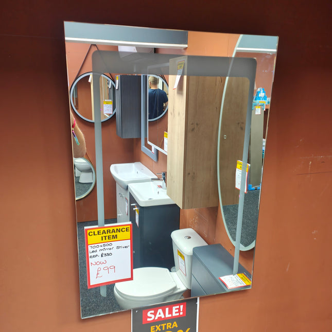 NIUE 700 X 500 Led Mirror Silver Mirror Waterworks Bathrooms 