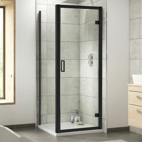 Nuie Rene 800mm Hinged Door and Side Panel - Matt Black Clearance Shower Enclosure Ultra 